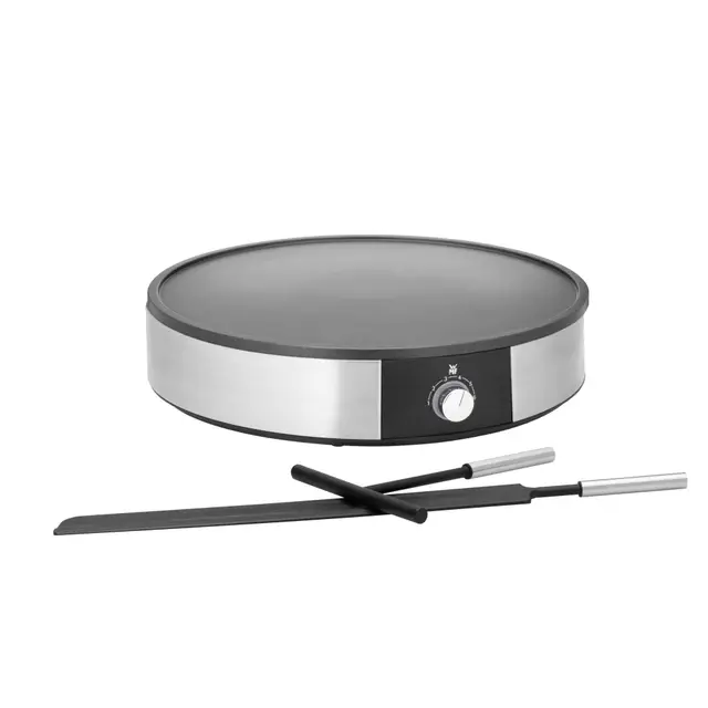 WMF Crêpière, Température réglable, 1600 W, Diamètre 33cm, Revêtement antiadhésif et plaque amovible pour un nettoyage facile, Design inox 18/10 Cromargan, Lono 0415120011