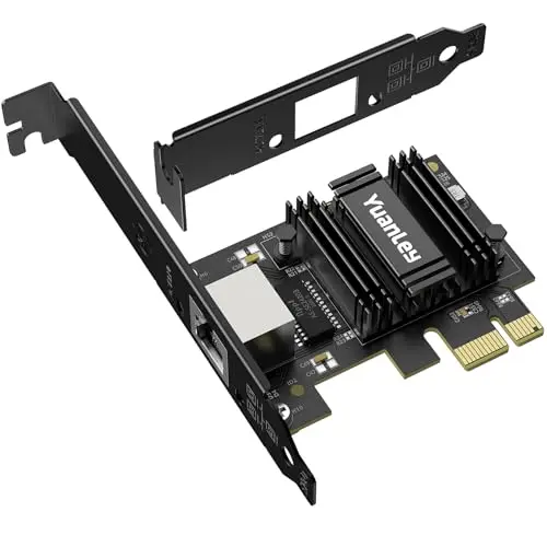 Carte Réseau PCIe 2.5G, YuanLey Adaptateur Ethernet PCI Express 2,5 Gigabits avec Realtek RTL8125B, Carte NIC 2500Mbps Contrôleur LAN RJ45 pour PC Windows/Linux/Mac OS avec Support Low-Profile