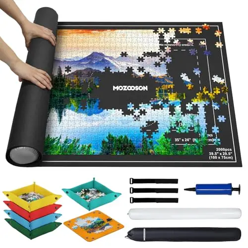 MOZOOSON Tapis Puzzle Rouleau Feutre 2000 Pièces, Portable et de Rangement, Roll Up Mat avec Accessoires pour Enfants et Adultes