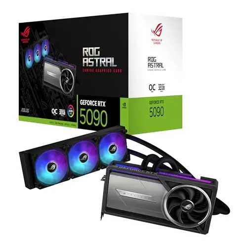 ASUS ROG Astral LC GeForce RTX 5090 32GB GDDR7 OC Edition – Carte Graphique Gaming (PCIe 5.0, HDMI, Display 2.1, 2.5 Slot, 4 Ventilateurs axiaux, Pad Thermique GPU)