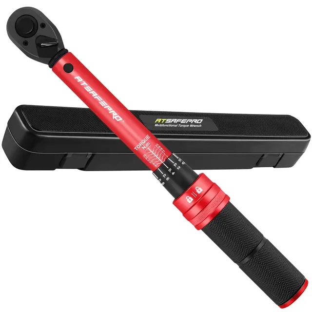ATsafepro Petite Clé Dynamométrique À Clic 1/4" 3-25 Nm, Double Sens Rotation 72 Dents, Outil Réparation Vélo Et Moto