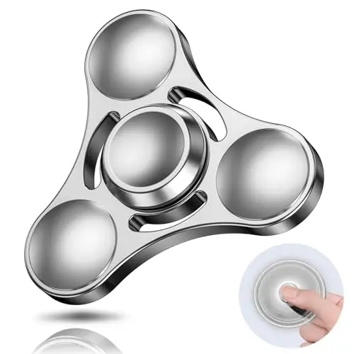 Coolden Hand Spinner EDC Jouet Fidget Spinner Roulement en Métal et Acier Inoxydable Haute Vitesse de 3-5 Min Fidget Jouet Finger Toy Anti Stress Fidget Toys pour Adultes Enfants Argent