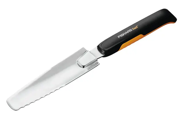 Fiskars Gouge de désherbage pour extirper les mauvaises herbes à racines plus profondes, Longueur : 39,6 cm, Noir/Orange, Acier inoxydable/Plastique, Xact, 1027046