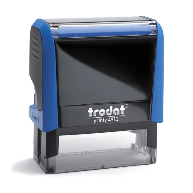 Trodat Printy Line 4912 (Bleu, Large 47x17 mm) - Tampon encreur professionnel personnalisé, auto-encreur, tampon d'entreprise, tampon d'adresse