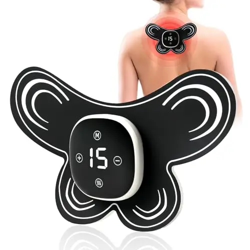 Électrostimulateur Anti Douleur TENS Sans Fil,EMS Électrique Masseur d'épaule Cervical,6 Modes et 15 Forces Mini Masseur,pour Cou,Dos,Jambe,Genou et Muscles,un Soulagement Ciblé de la Intérieur