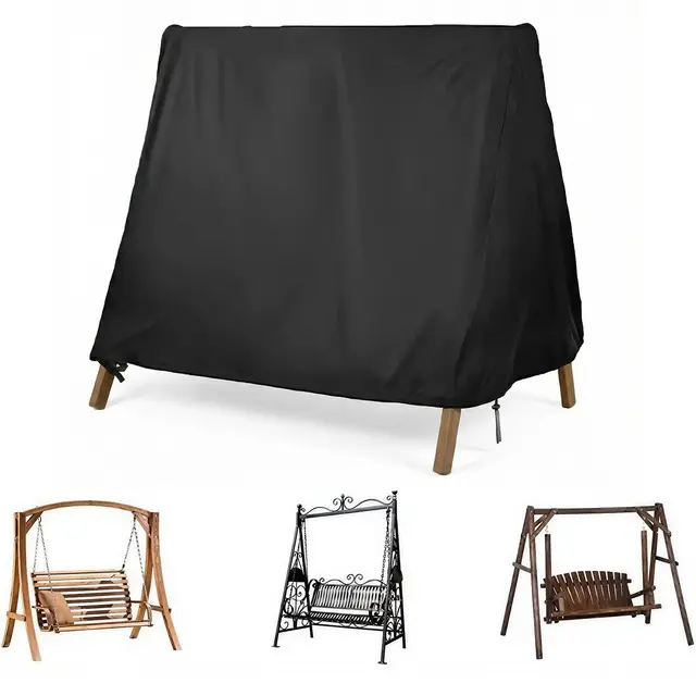 Housse de protection pour balancelle Hollywood - Résistante à l'hiver - Protection UV - Universelle - Triangulaire - Imperméable - Noir - 216 x 140 x 170 cm