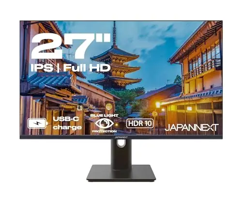 JAPANNEXT Ecran PC 27" IPS Full HD (1920x1080) | HDR | Recharge Via USB-C(65W) Hauteur & Inclinaison réglable (HSP) Haut-parleurs intégrés | G-Sync/FreeSync | Garantie 2 Ans | JN-IPS27FHDR-C65W-HSP