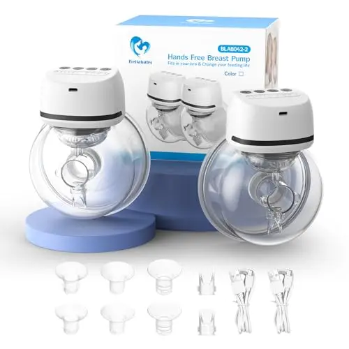 Bellababy Tire-lait Electrique Main Libre Portable Double, 4 Modes et 6 Niveaux d'aspiration, Tire-lait Livré avec des Brides de 24 mm, Insert de 17mm, 19mm et 21mm, 2 Pièces