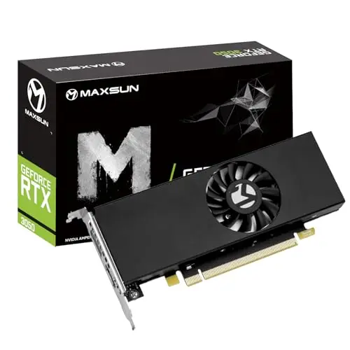 maxsun Carte Graphique GeForce RTX 3050 6 Go GDDR6 pour PC de Jeu, Format Compact, Design Fin et Compact, PCI Express 4.0, HDMI 2.1, DisplayPort 1.4a Low Profile GPU