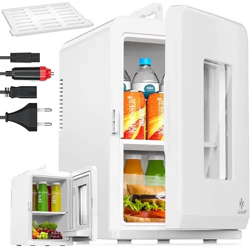KESSER® Mini réfrigérateur 2 en 1 | Glacière | Capacité de 15 litres avec Fonction de Chauffage, transportable, AC DC 220-240 V/12 V, Prise électrique et Allume-cigares