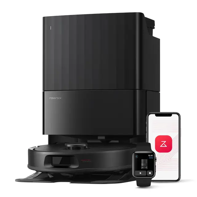 roborock QV 35A Aspirateur Robot Laveur, 8000Pa HyperForce, Station Multifonctionnelle, Serpillière Rotative 200 TR/Min & Relevable 10mm, Anti-enchevêtrement, Évitement d'obstacles, Cartographie, APP