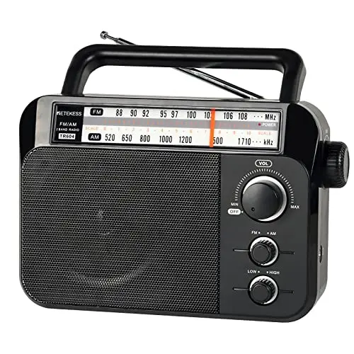 Retekess TR604 Radio Portable FM, Poste Radio Pile et Secteur, Excellente Réception Antenne, Transistor, Enceinte, Prise Casque, Grand écran,en Cadeau, pour Personnes Âgées