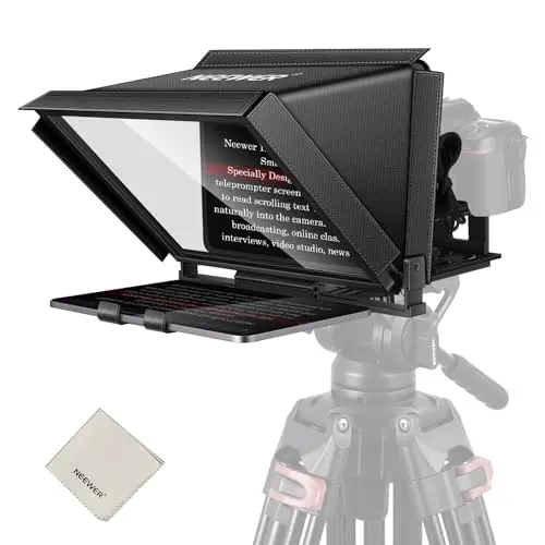 NEEWER Teleprompter X12 14" en Alliage d'Aluminium Compatible avec iPhone, iPad, DSLR, Téléphone, Tablette, avec Télécommande, étui de Transport,Chiffon de Nettoyage,Contrôle par App pour iOS/Android