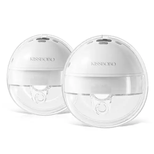 KISSBOBO K6 Tire Lait Electrique Main Libre Ultra Silencieux – 280mmHg Aspiration Puissante, 4 Modes 19 Niveaux, Fonction Pause et Mémoire, Portable et Discret pour Allaitement (Blanc 2 Pack)