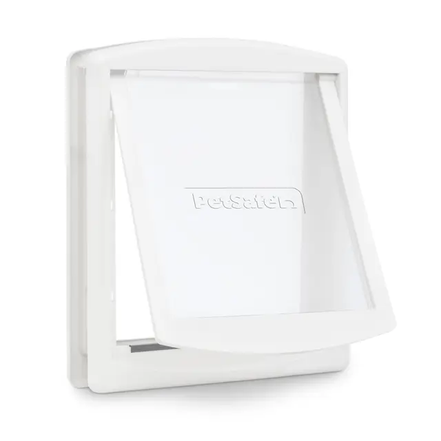 Petsafe – Chatière pour Chat Et Chien Originale Staywell, 2 Voies D’Accès (Entrée Et Sortie) - Porte pour Animaux Intérieur Et Extérieur, Rigide, Panneau De Fermeture Inclus – Blanc (S)