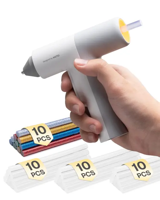 HOTO Pistolet à Colle sans Fil, Pistolets à Chaude Colle Électriques Rechargeable USB-C, 3000mAh, 40X7mm Bâtons de Colle Colorés, Chauffage Rapide de 30s, Distribution Automatique pour DIY/Art/Maison