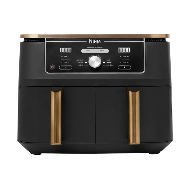 Ninja Foodi MAX Dual Zone Air Fryer, Friteuse sans huile, 2 tiroirs, 9,5 L, 6-en-1 (Air Fry, Max Crisp, rôtir, cuire, réchauffer, déshydrater), exclusivité Amazon, cuivre/noir, AF400EUCP