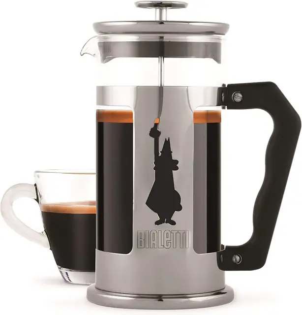 Bialetti Cafetière Piston Preziosa Bialetti 1 L, Verre borosilicate, Acier inoxydable, Marron, 8 Tasses