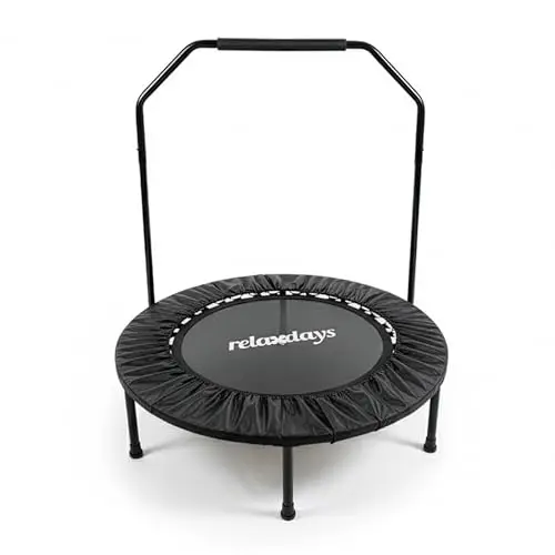 Relaxdays Trampoline avec Barre, Ø102 cm, Mini-Trampoline Pliable jusqu'à 120 kg, Fitness intérieur, Coloris
