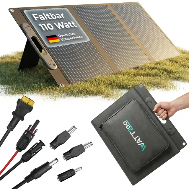 Panneau solaire 110 W (0% TVA) résistant à la pluie et au vent, chaque centrale électrique compatible avec panneau solaire – Panneau solaire pliable pour jardin – Module solaire mobile
