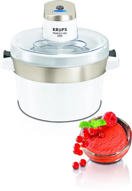 Krups Perfect Mix 9000 Sorbetière, Crèmes glacées, Sorbets, Yogourts glacés, Capacité 1,6 L, Fonctionnement automatique, Ecran LCD, Couvercle anti-éclaboussure, Facile à nettoyer GVS241