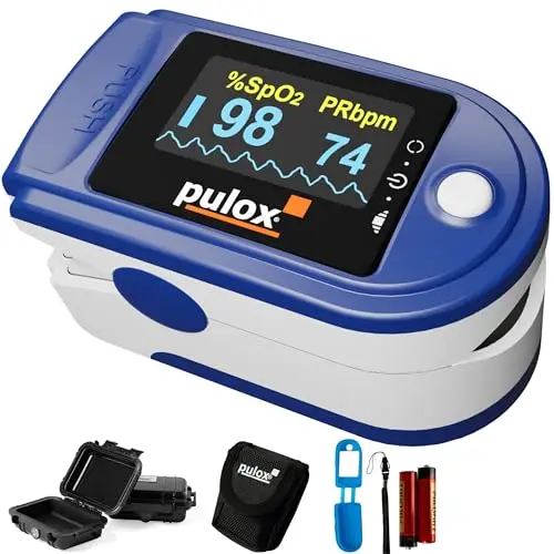 Oxymètre de Doigt Pulox PO-200 Set - Saturometre professionnel avec accessoires - Pour mesurer SpO2, pouls et l'indice de perfusion