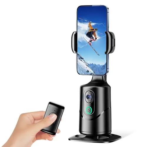 Gimbal pour téléphone portable, avec reconnaissance automatique du visage et suivi à 360 °, trépied pour smartphone avec télécommande, contrôle gestuel pour Vlog TikTok Live enregistrement vidéo