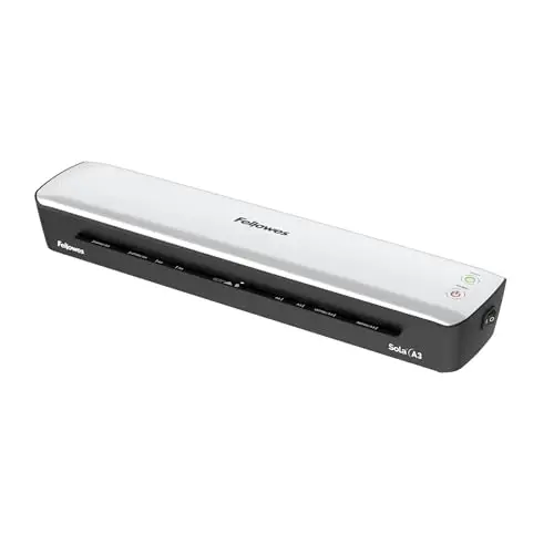 Fellowes Plastifieuse Sola A3, 125 Microns, Fonctions Anti-Bourrage Et Arrêt Automatique, Temps De Chauffe 4 minutes, Pour Pochettes De 80-125 Microns, Blanc, 100017470 - Exclusivité Amazon