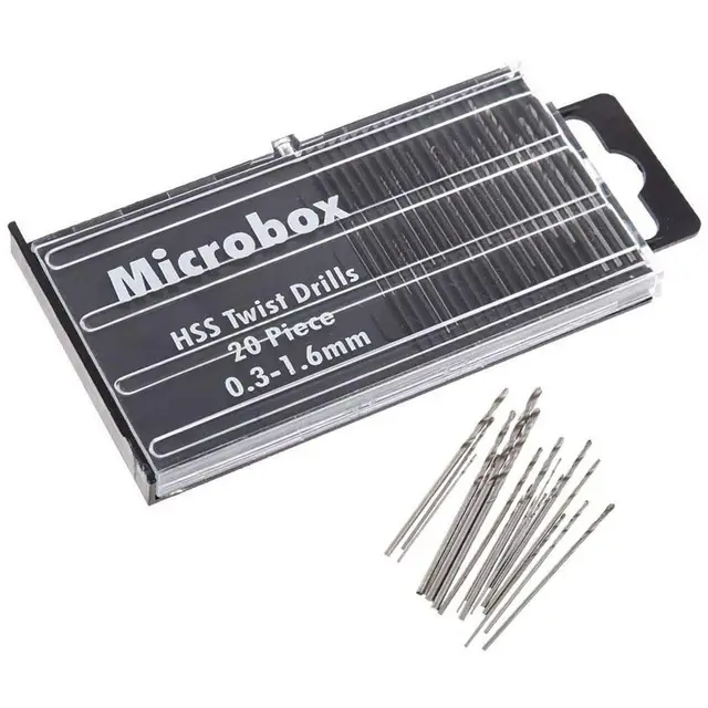 Lot de 20 mini-forets hélicoïdaux HSS, 0,3 mm – 1,6 mm, pour PCB, gravure sur métal (bijoux) et CNC