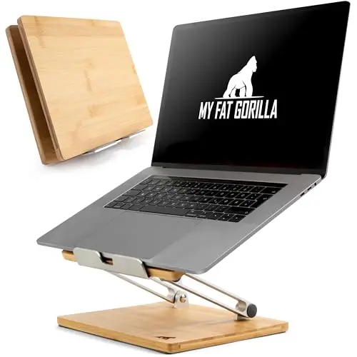 Laptop Ständer Höhenverstellbar Bambus – Laptopständer Holz Klappbar für MacBook & Notebook Ständer – Laptop Halterung Schreibtisch – Erhöhung Schreibtisch 10–16 Zoll