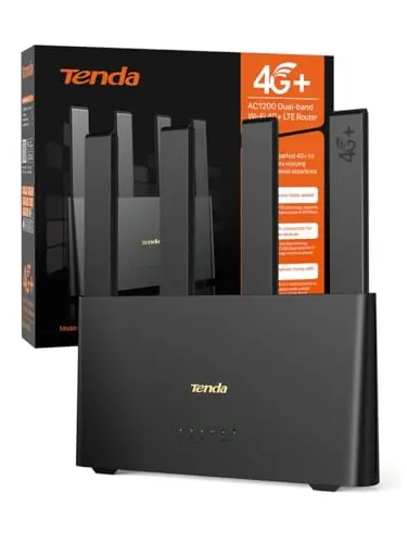 Tenda Routeur 4G08 Box 4G+ CAT6 300Mbps, AC1200 Double Bande, avec Carte SIM Nano Débloquée, 4 Antennes Externe,Port Gigabit LAN/WAN,OpenVPN, MU-MIMO,Mesh WiFi+,Plug et Play