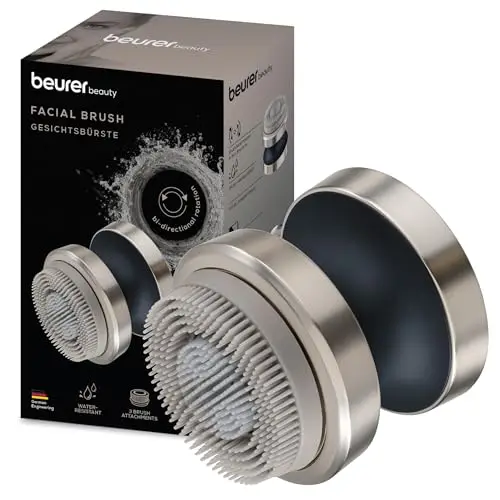 Beurer FC 59 Dual Brosse visage électrique pour nettoyage en profondeur des pores, 3 embouts (Silicone, Sensitive, Exfoliation), 2 intensités, étanche, avec batterie, pour tous types de peau