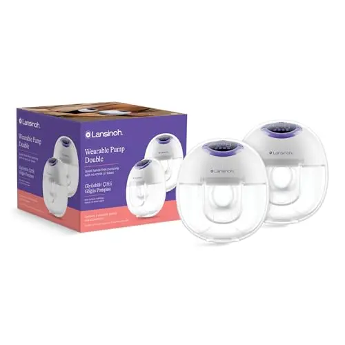 Lansinoh - Tire-lait Mains-libres Double - Discret Sans Fil - 4 Modes & 9 Niveaux Personnalisés - Écran LED avec Mémoire - Batterie Rechargeable Longue Autonomie - Confort mains libres au quotidien