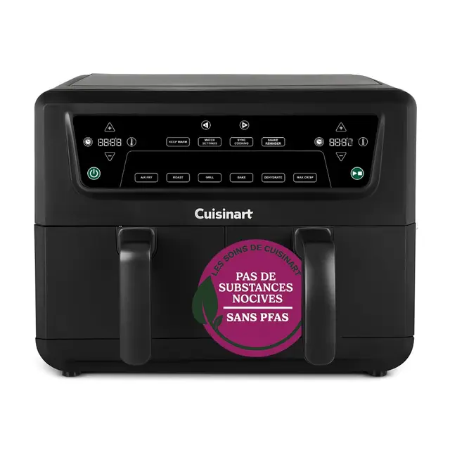 Cuisinart XXL 10.4L Air Fryer 2 compartiments, Sans PFAS, Cuisson sans produits chimiques, friteuse air fryer, Rôti, Gril, Patisserie, Déshydratation, Max Crisp, Tiroirs doubles,2 x 5.2L