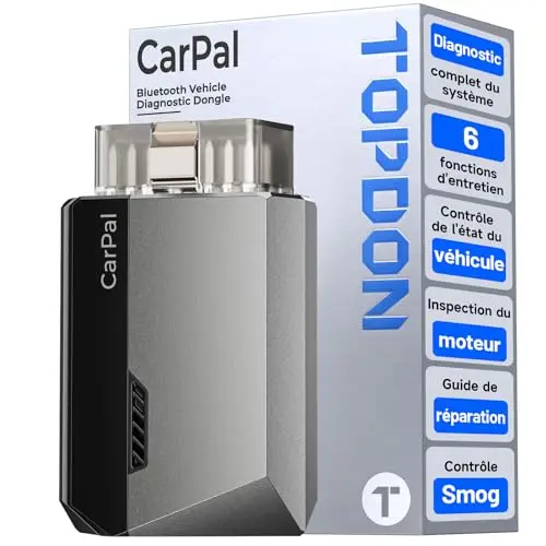 TOPDON Carpal-A Valise Diagnostic Auto, Scanner OBD2 Tous systèmes, Diagnostic Voiture Bluetooth sans Fil, 6 Services de Réinitialisation, AutoVIN, Inspection Moteur, Smog Check, Guide de Réparation