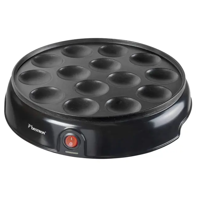 Bestron Électrique Appareil à Poffertjes (Profiteroles) au Design Rétro, Mini Crêpier avec Revêtement Anti-Adhésif, Sweet Dreams, 800 Watts, Couleur: Noir
