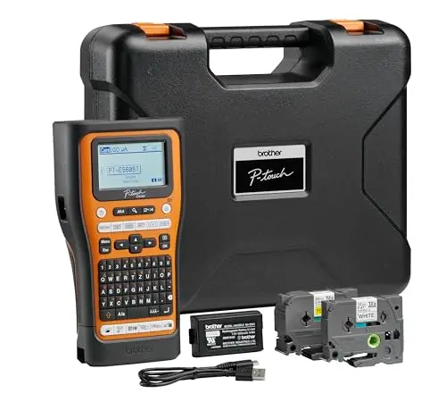 Brother PT-E560BTVP Étiqueteuse Industrielle Bluetooth avec Batterie Li-ION et Mallette de Transport (pour Rubans TZE de 24 mm de Large, Gaines thermorétractables HS de 18 mm de Large, Impression par