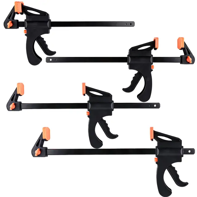 YAYODS Lot de 4 serre-joints à une main 250 x 60 mm - Avec rail en acier au carbone - Fonction de serrage et d'écartement 2 en 1 - Serre-joints professionnels pour le travail du bois et le modélisme