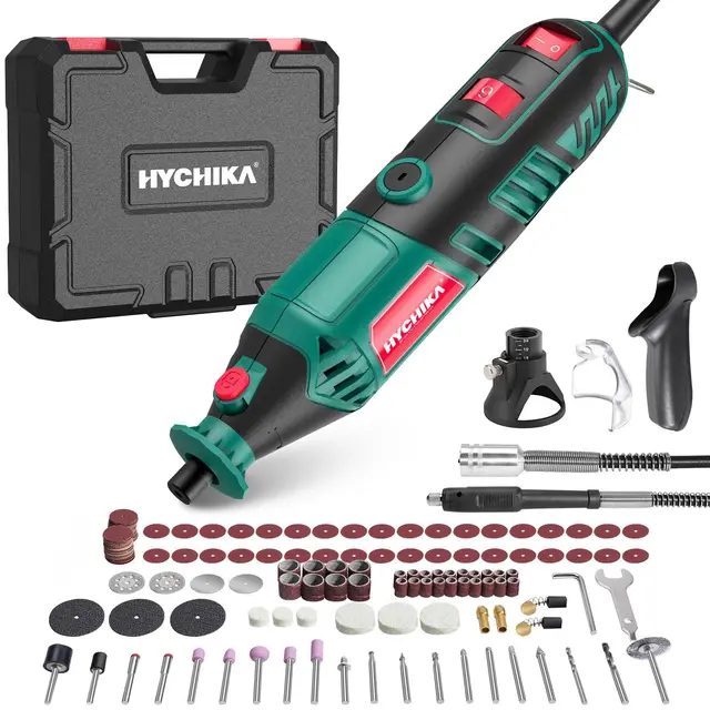 HYCHIKA Outil Rotatif 170W, Kit d’Outils Rotatifs à Vitesse Variable Avec Arbre Flexible, Kit d’accessoires 173pcs et Outil Multifonction 8000-35000RPM, Parfait Pour la Coupe, Le Ponçage de détail