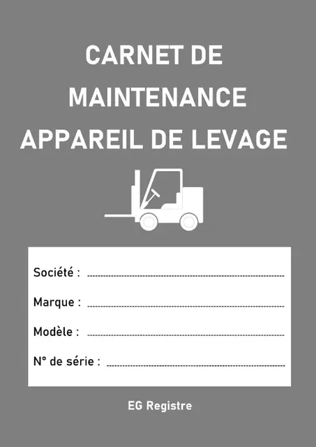 Carnet de maintenance pour appareil de levage