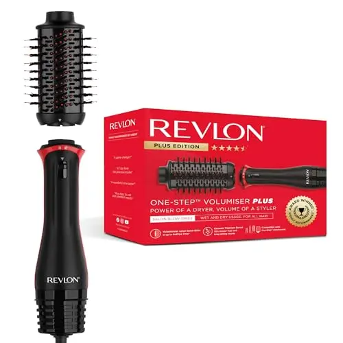 Revlon One-Step Volumiser Plus (Tête démontable, cylindre en titane et céramique, picots mixtes au charbon actif, technologie ionique à la tourmaline) RVDR5298E