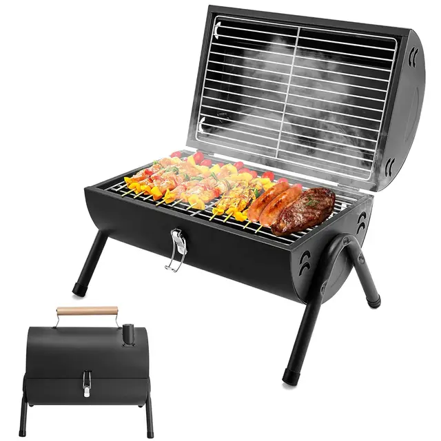 KUKKUME Mini Barbecue Charbon Pliable Double Grille Portable