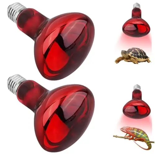 Reptile Ampoules Chauffantes, 2 Pièces Lampe Chauffante Infrarouge Dimmable E27 100W Rouge ampoule chauffante Pour Reptiles & Amphibiens, Dragon Barbu, Lézard, Tortue