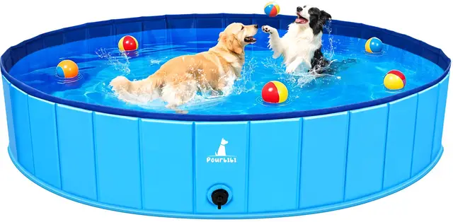 Pourbibi Piscine pour Grands Chiens, Bassin De Baignade Pliable pour Chien, Pataugeoire pour Chien, Baignoire PVC Portable pour Chien, Piscine pour Chiens Grands Et Petits, 160 * 30 Cm