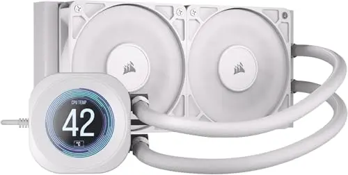 CORSAIR NAUTILUS 240 RS LCD Watercooling pour CPU - Ecran LCD IPS 5.3cm - Radiateur 240mm, Intel LGA 1851/1700, AMD AM5/AM4, Connexions série simples, Inclus 2x RS120 Ventilateurs - Blanc