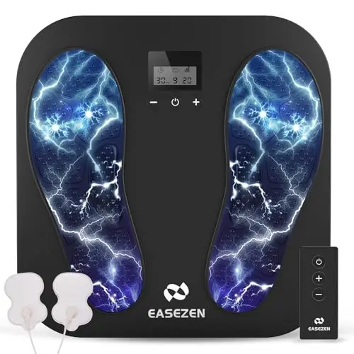Stimulateur Circulatoire Électrique, Appareil Circulation Sanguine Jambes, EMS Masseur Pied avec 10 Modes & 20 Intensités, Soulagent la Neuropathie, les Douleurs Musculaires et les Gonflements, Cadeau