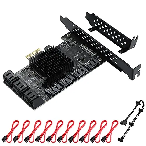 Carte d’Extension PCIe 10 Ports SATA III 6 Gbps - Contrôleur amorçable pour Disque système, Compatible Windows/Linux/NAS