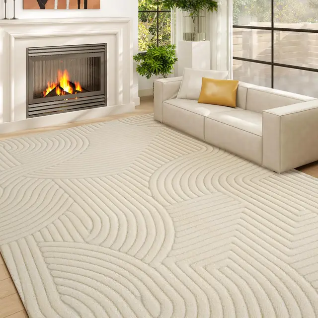 HOMCOM Tapis Salon Crème