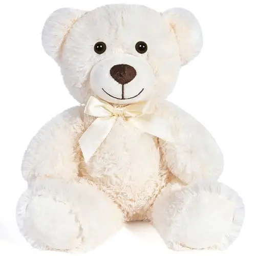 Ours en Peluche Animal Jouets en Peluche Cadeau pour Enfant Petite Amie 13,5 Pouces(Blanc,1 Pcs)