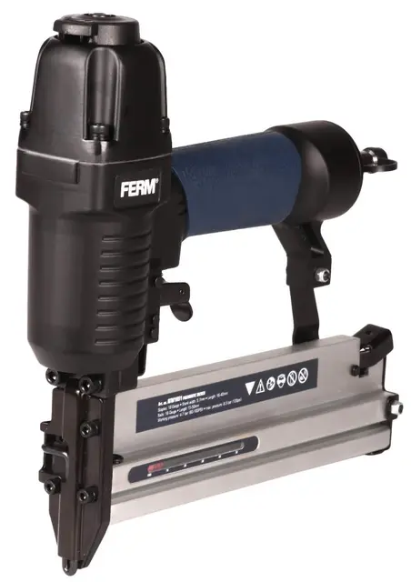 FERM Combi Cloueuse Pneumatique – DIN et Orion – Soft Grip – Incl. Clous 300 pcs (15-50mm), 100 Agrafes (60-40mm) et Coffret